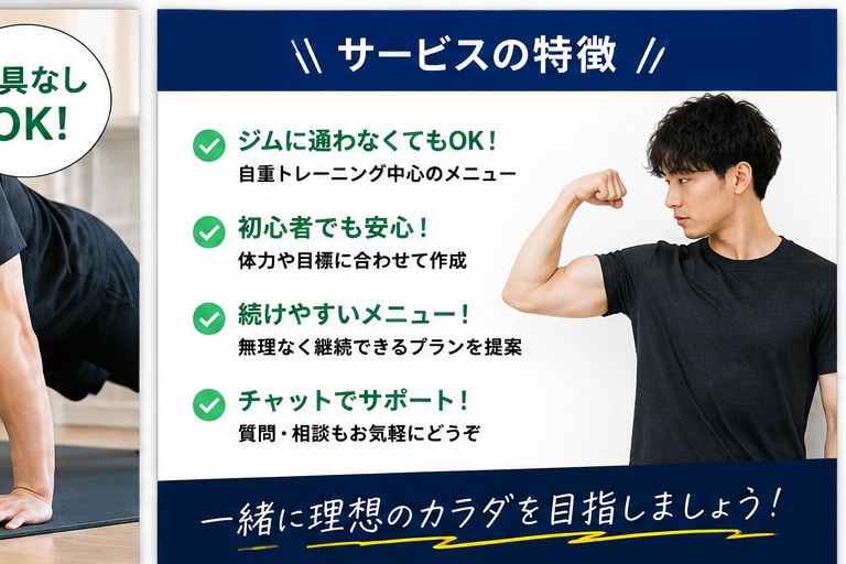 あなたに合った家トレメニューを作成します あなた専用の自宅筋トレメニューを作成 イメージ2