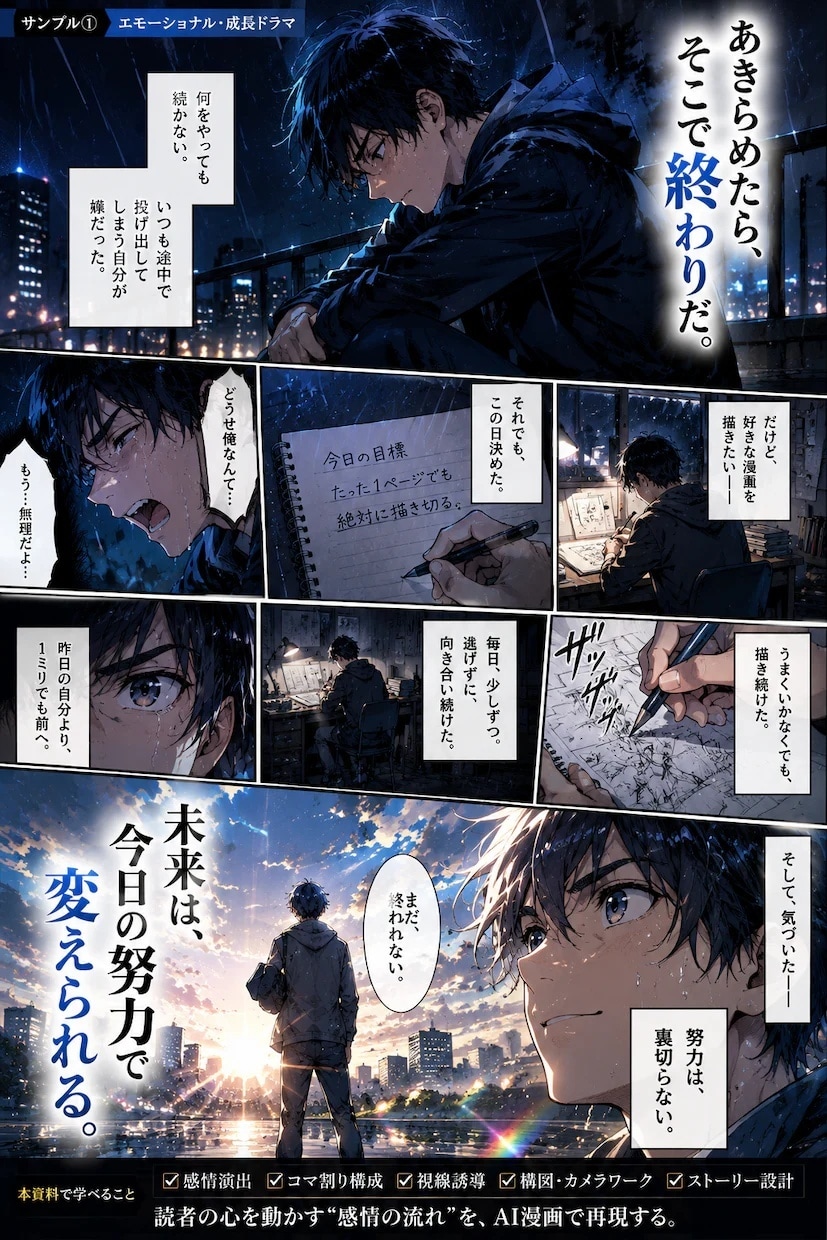 完全版｜AI漫画制作プロンプト一式を提供します キャラ固定・コマ割り・演出設計を効率化できるテンプレート集 イメージ10