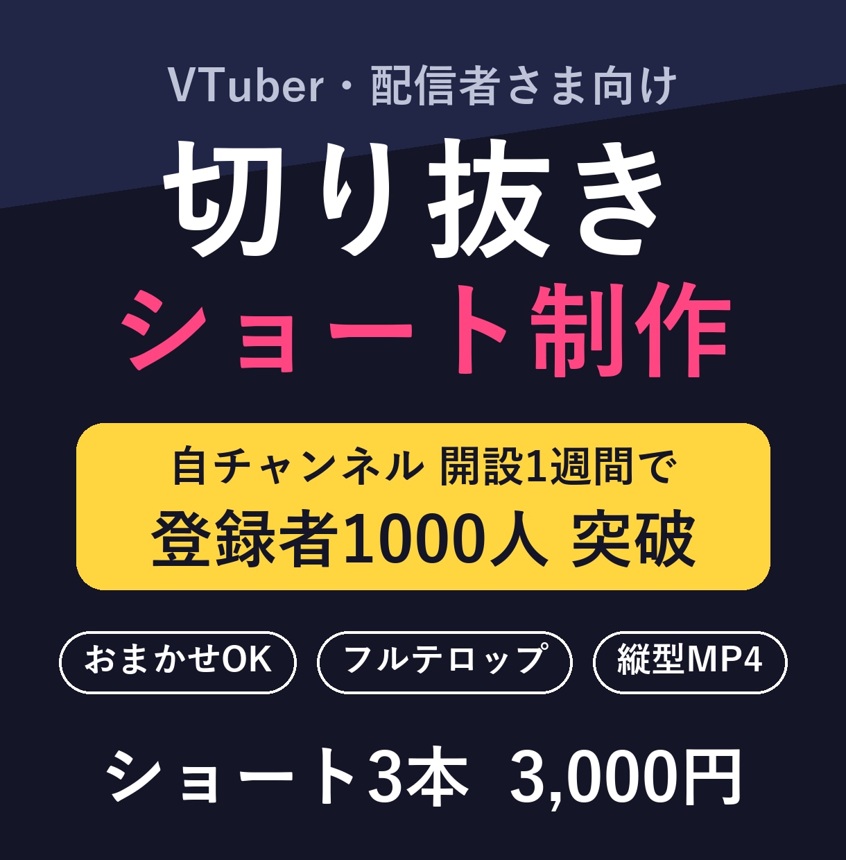 VTuber・配信者様の切り抜きショート作ります 自チャンネル開設1週間で登録1000人達成の編集者が制作 イメージ1