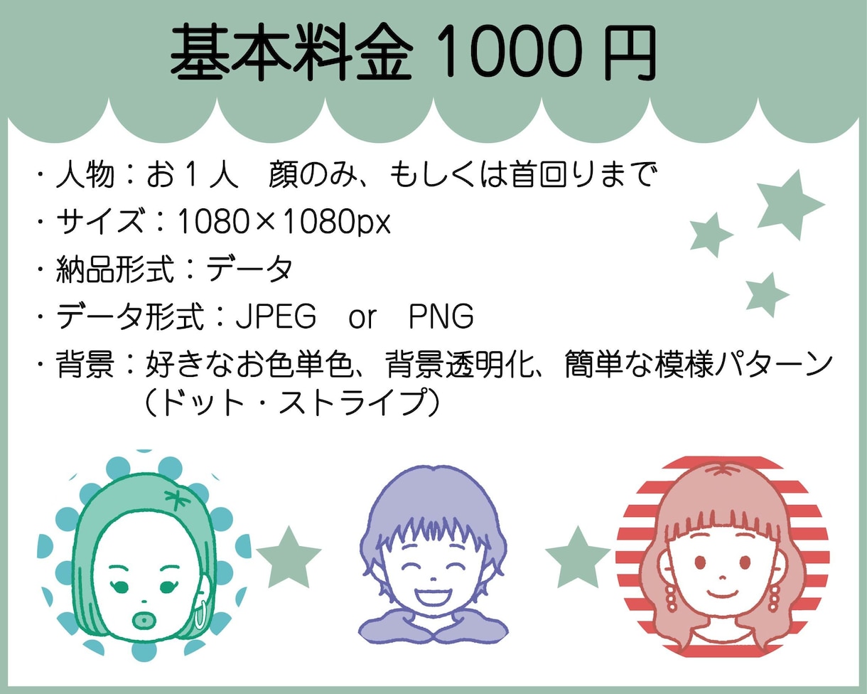 残6件限定価格！シンプルかわいいアイコン描きます 好きな色で自分らしく♪お客様の好きな色１色の濃淡で人物描写♪ イメージ4