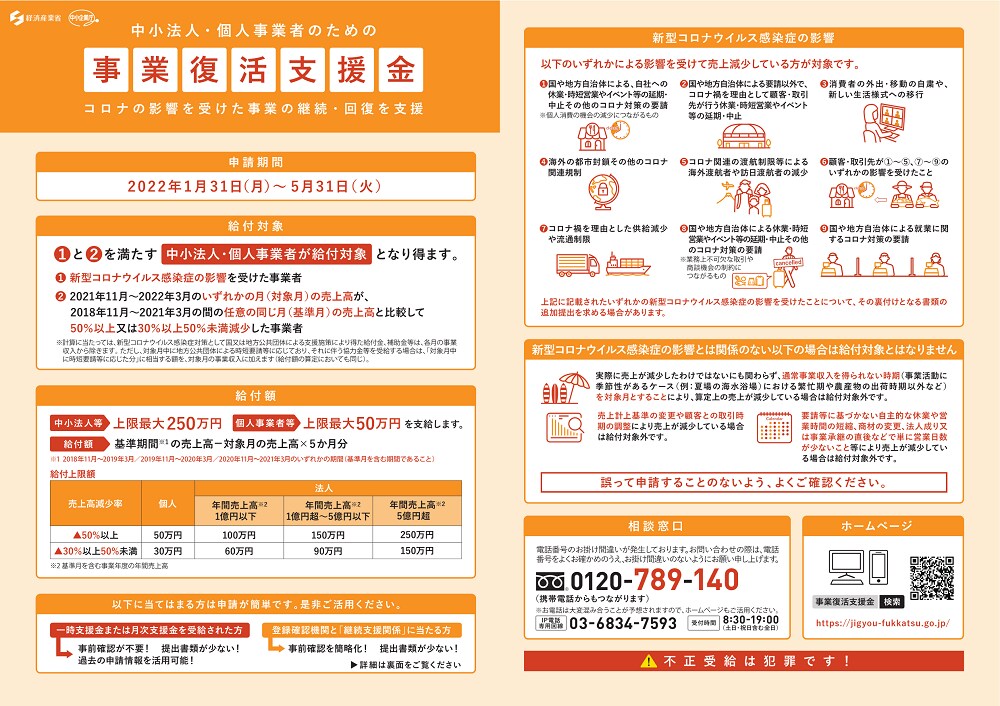 事業復活支援金事前確認します 事前確認を行い、事業復活支援金を獲得しましょう イメージ1