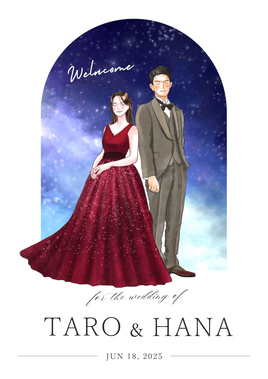 結婚式*多幸感溢れるウェルカムボードをお描きします 結婚式を彩るふんわり柔らかい似顔絵イラスト イメージ2
