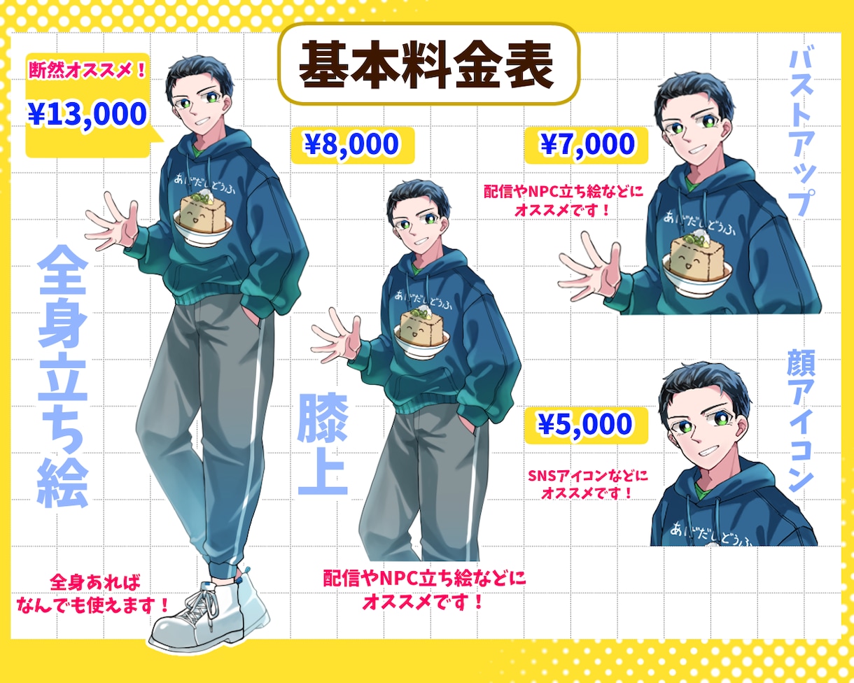 TRPG、ゲーム、配信等で使える立ち絵を制作します 商用利用可能！(※オプション) キャラデザ、動物、人外可能 イメージ2