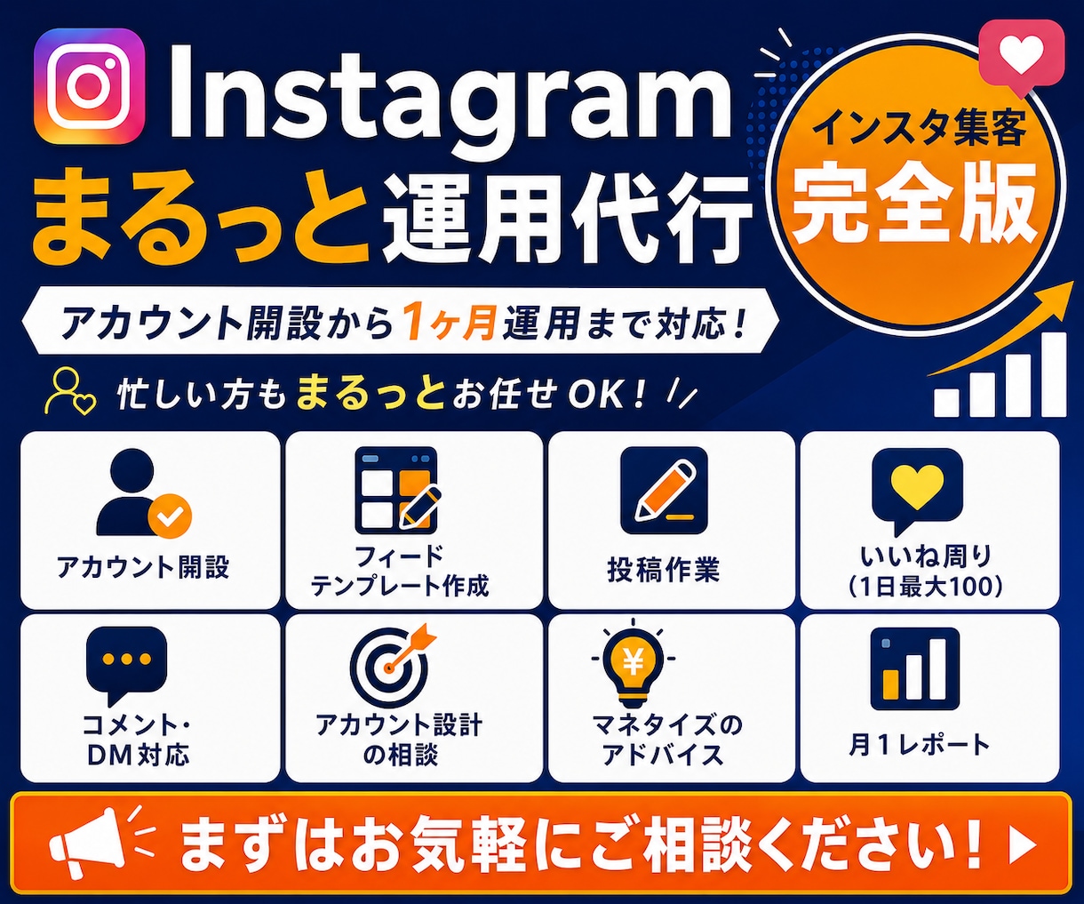 Instagram本気で１ヶ月運用代行します 忙しいあなたに代わってインスタ運用をまるっと代行 イメージ1