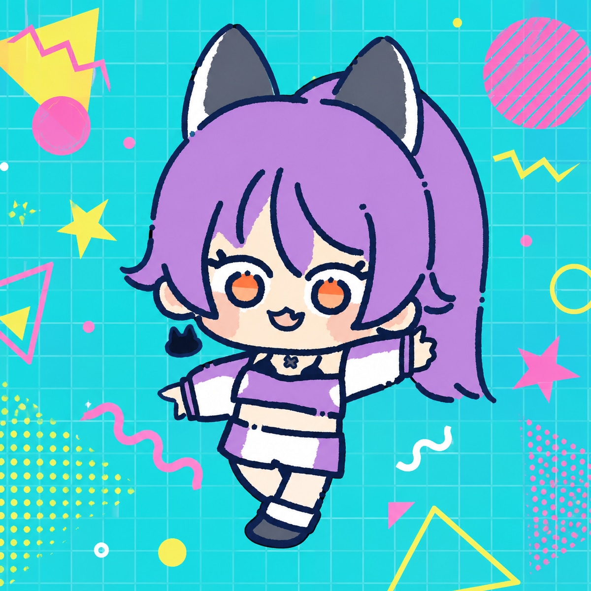 可愛いミニキャラのポップイラスト描きます vtuberアイコングッズ80～90ｓデフォルメイラスト イメージ1