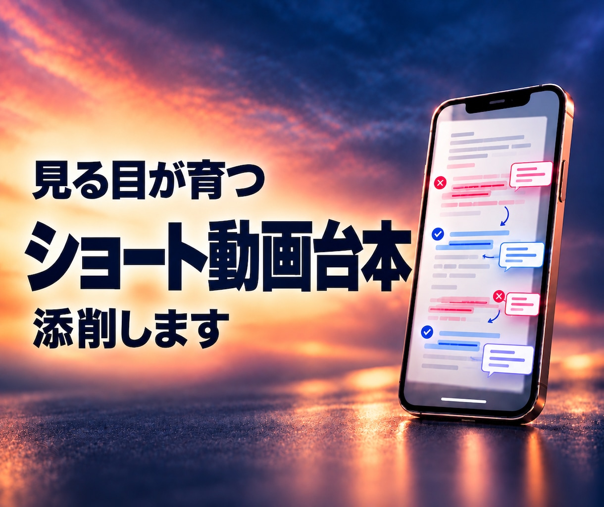 ショート動画台本をプロの視点で添削します 直し方だけでなく、次も使える見方をお伝えします イメージ1