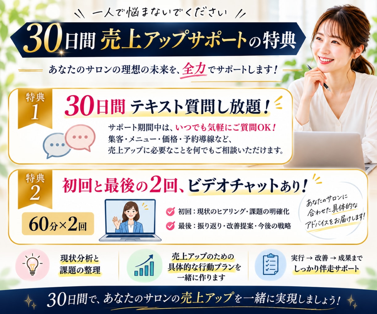 月商30万円の壁を突破！売上アップサポートします 地方の個人サロン専門30日間伴走サポート イメージ4
