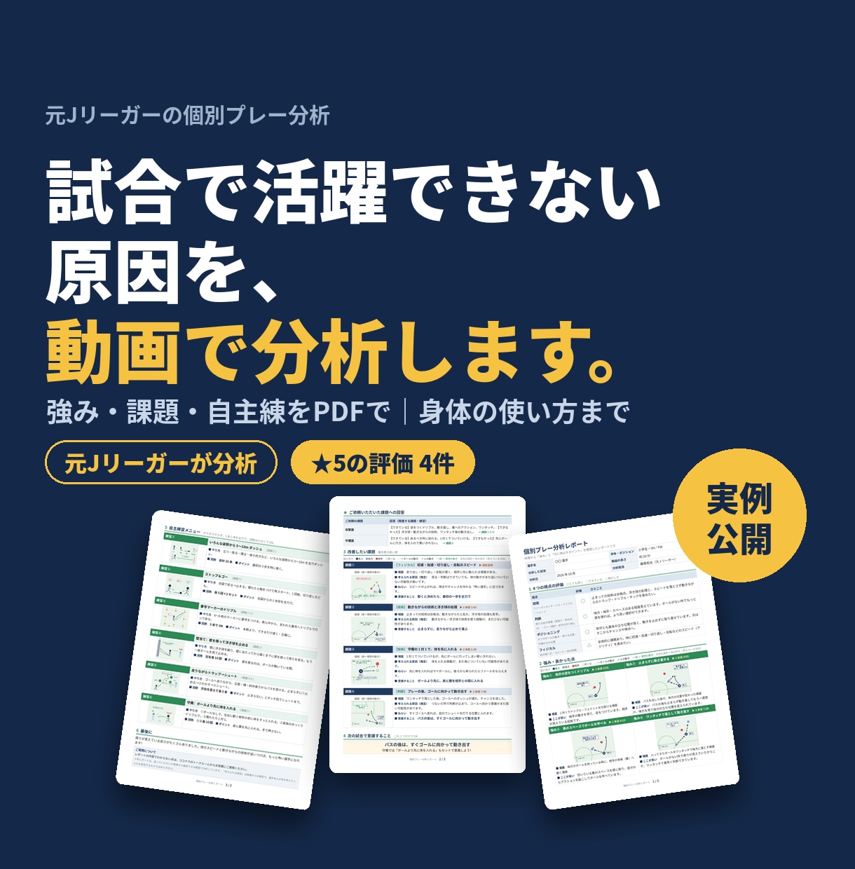 元Jリーガーがサッカーの試合動画を個別分析します 親子で振り返れる。強み・課題・自主練を図解PDFで イメージ1