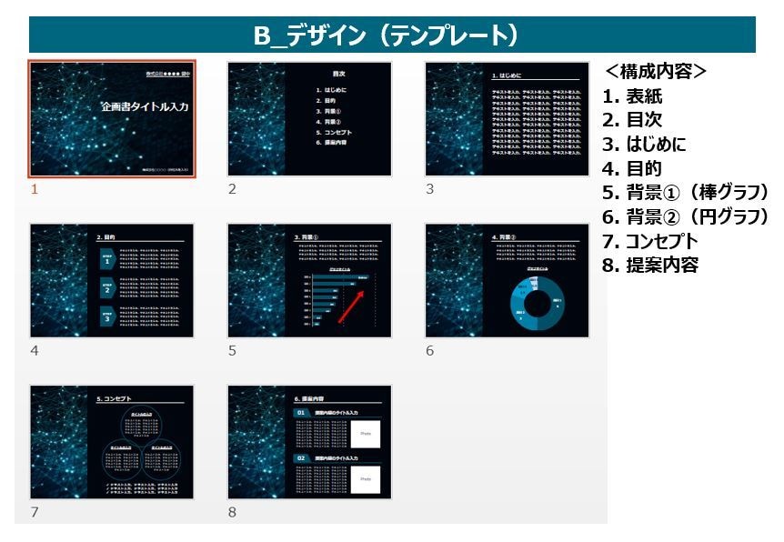 パワポの使えるテンプレート(企画書)を販売します シンプルからデザイン性あり、使い回せるフォーマットをご提供 イメージ3