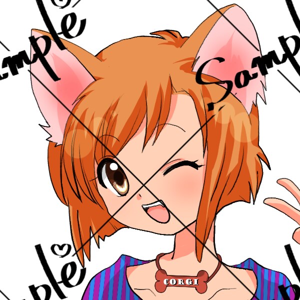 商用利用OK☆犬耳女の子のアイコン販売します SNS等で使用できる可愛いミニキャラアイコン★すぐ納品可 イメージ1