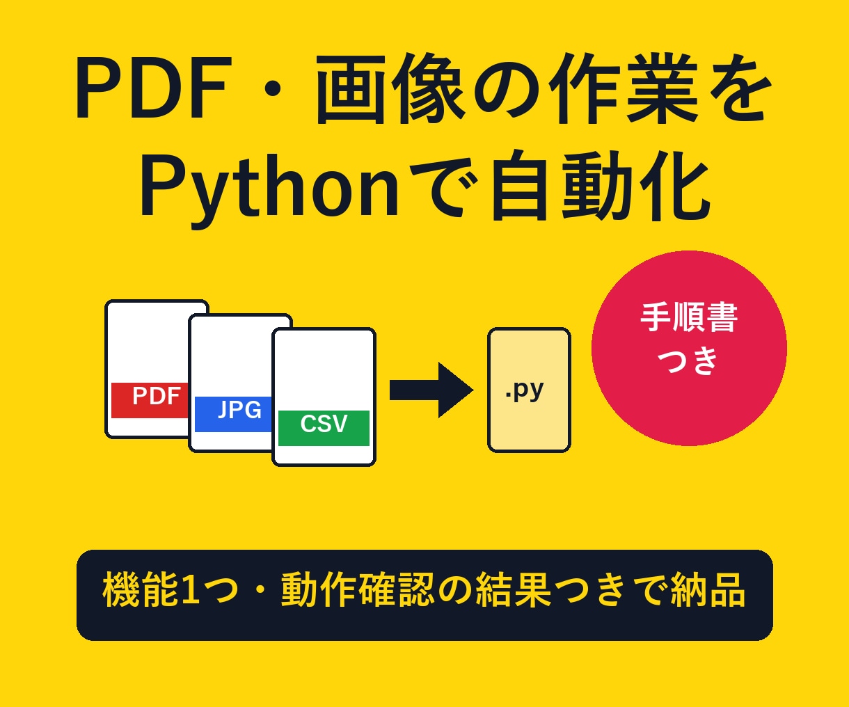 PythonでPDFや画像の作業を自動化します 機能1つに絞って手順書つき。動作確認の結果も添えてお渡し イメージ1