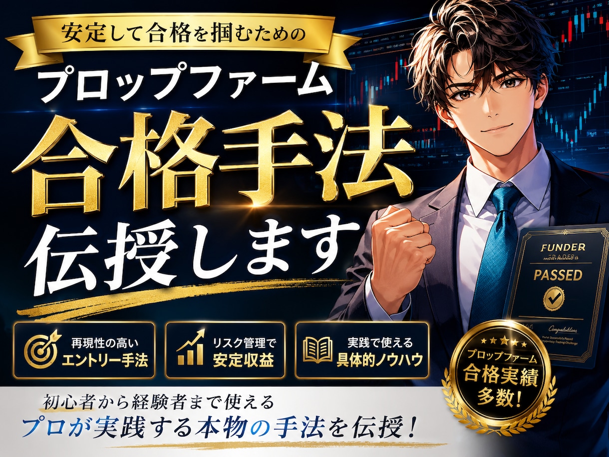 プロップファーム合格FX手法＆資金管理法伝授します サインが点灯するMT4テンプレート付属でチャンスを逃さない イメージ1