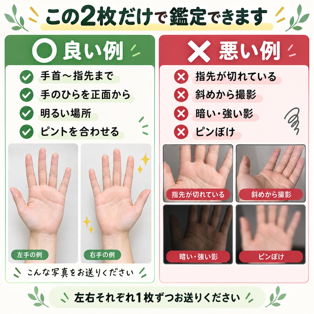 両手の写真から丁寧に手相鑑定します 約2000字｜性格・仕事・対人傾向まで読み解きます イメージ2