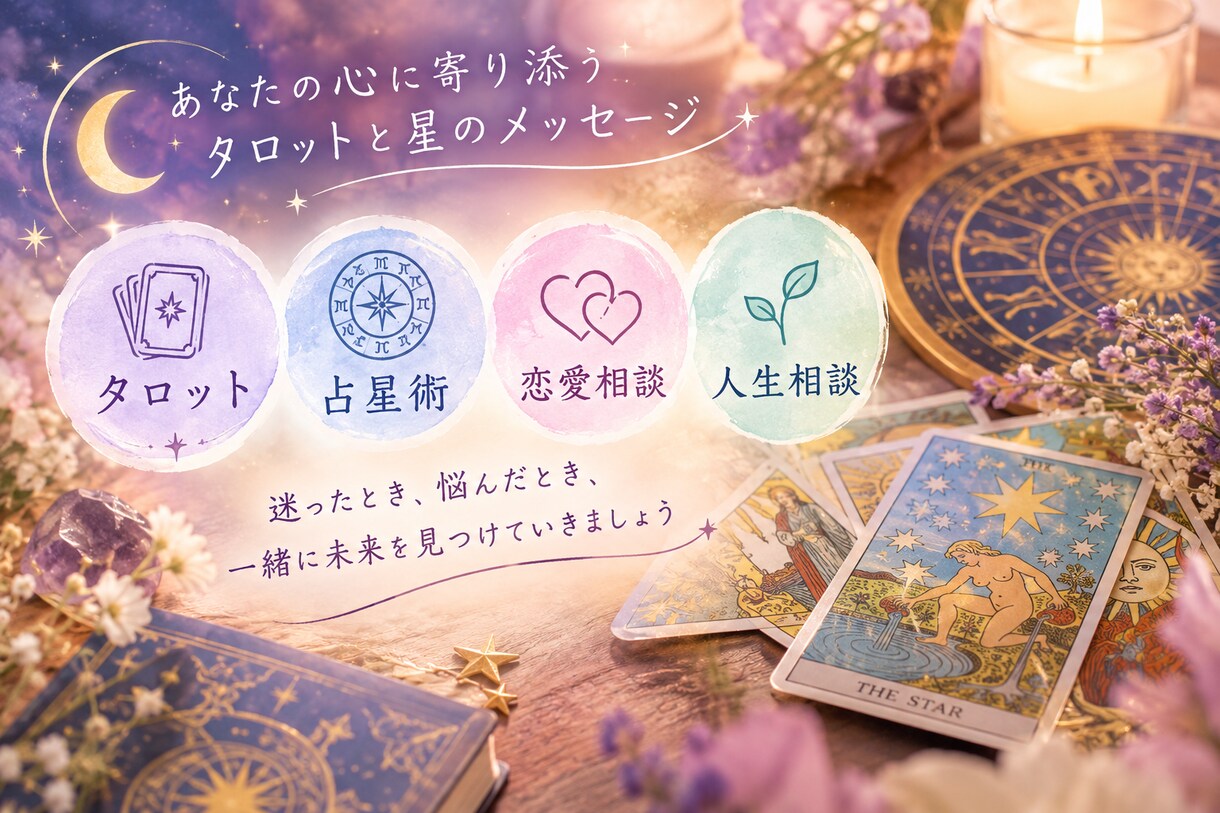 タロットや占星術で悩みを占います 人生相談、恋愛相談、どんな悩みもOK！ イメージ1