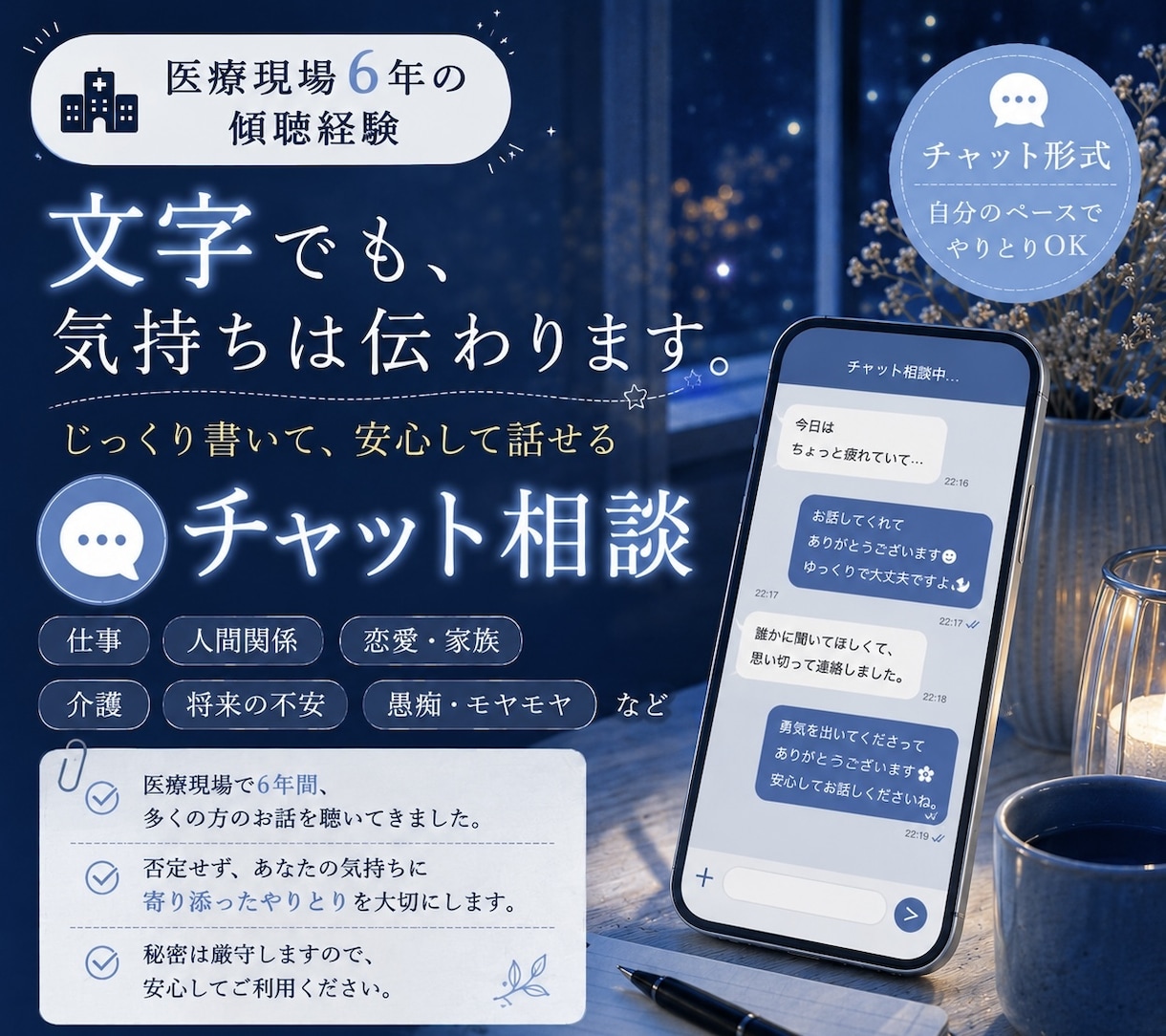 チャット形式2日間｜言語聴覚士がお悩み聞きます 医療現場6年経験｜安心して話せるお悩み相談 イメージ1