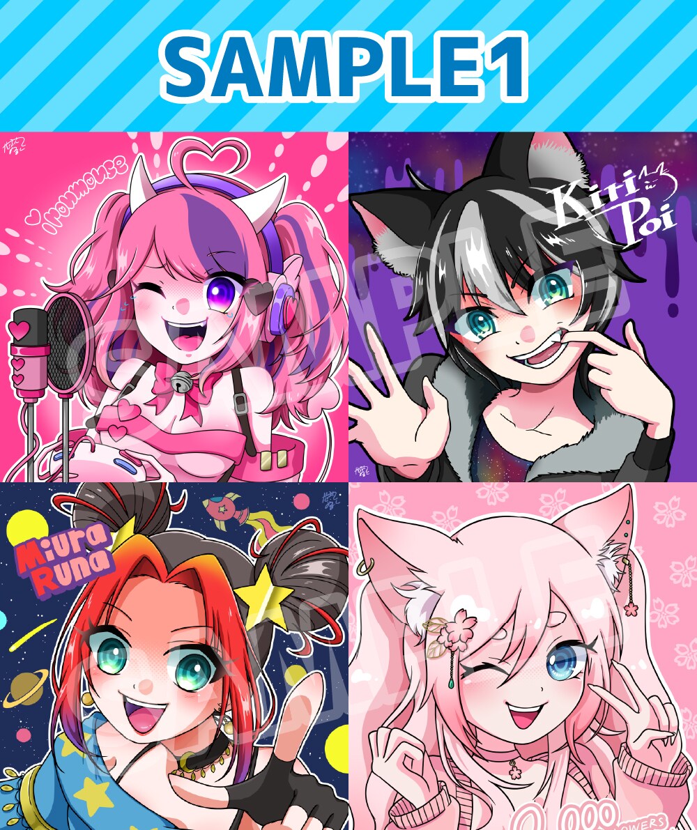 SNS用のアイコンイラストを作成します カラフルでパッと目を惹くイラストにします！ イメージ2