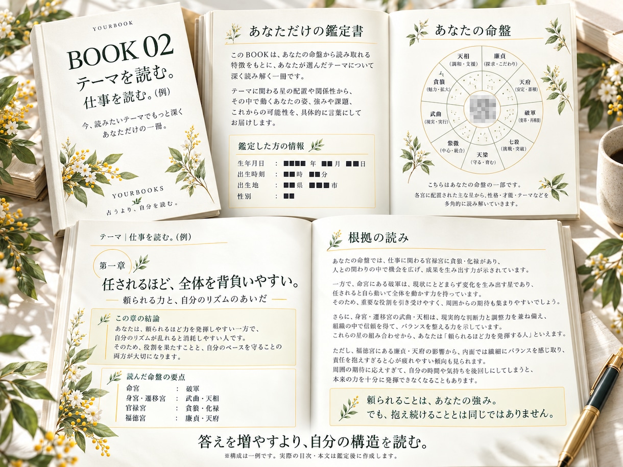 紫微斗数で今のテーマを深く読みます テーマを決めてから、あなただけの目次をつくります イメージ3
