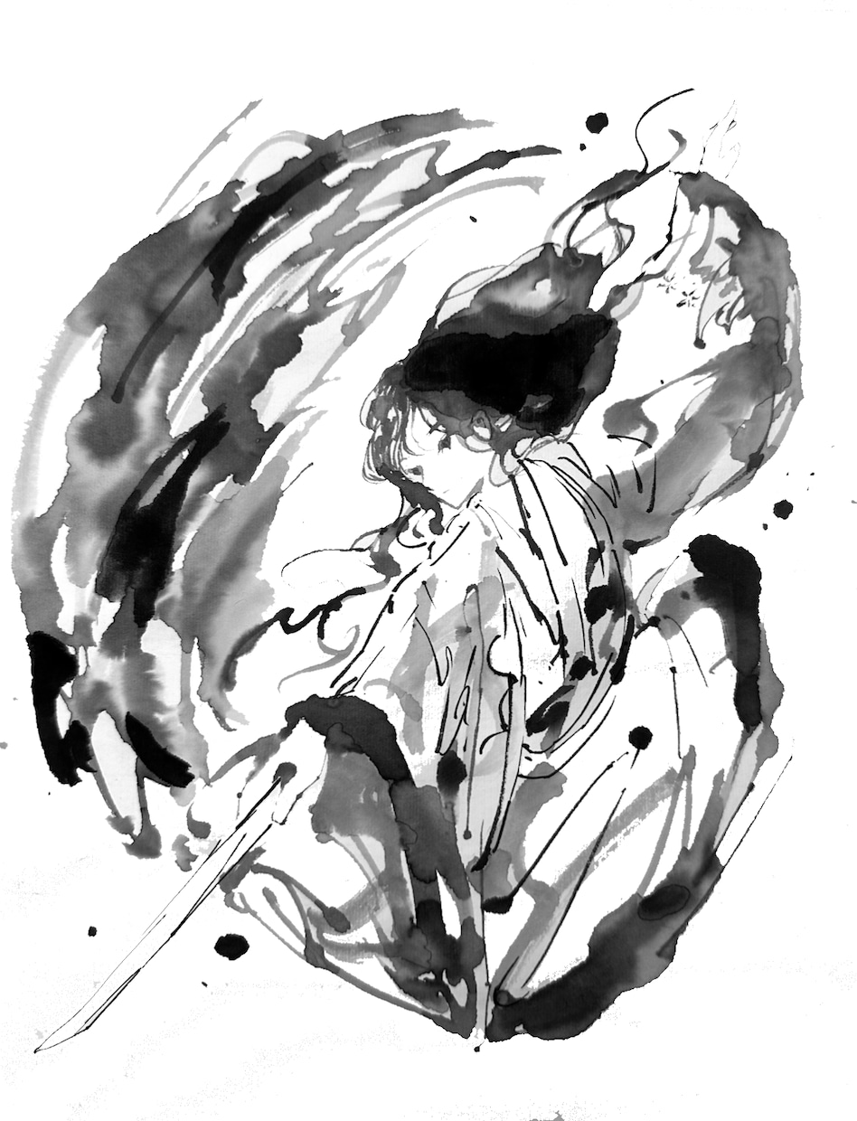 手描き水墨画風イラスト制作｜和の美を描きます 現役イラストレーター