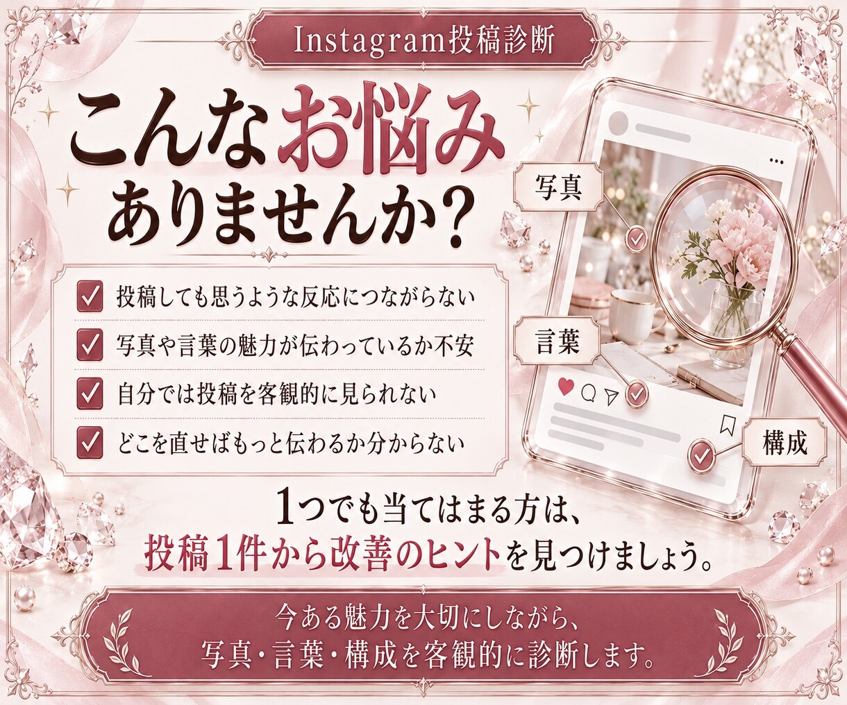 インスタ投稿1件を診断・添削します フィード・リールOK！伝わる投稿へ改善アドバイス イメージ4