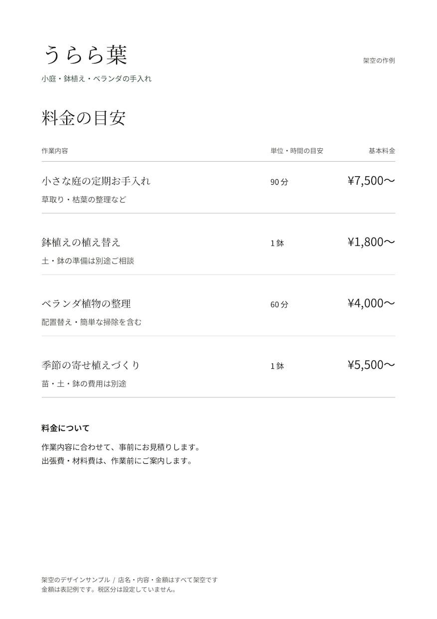 メニューや料金表を読みやすいPDFに整えます 品名と価格、注意事項がすぐ分かる紙面へ イメージ2