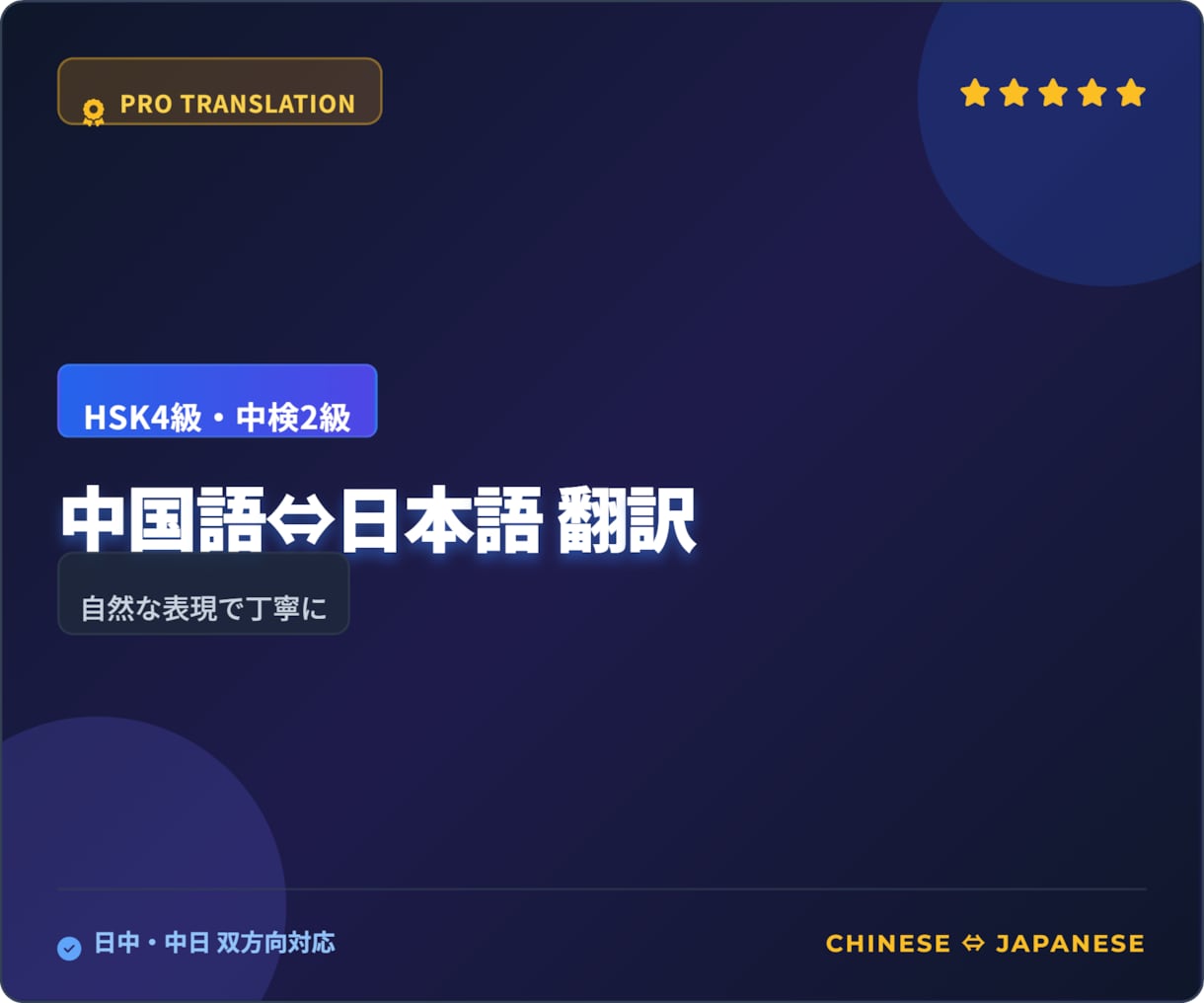 中国語⇔日本語を自然な表現で翻訳します HSK4級・中検2級！直訳ではない自然な中日翻訳 イメージ3