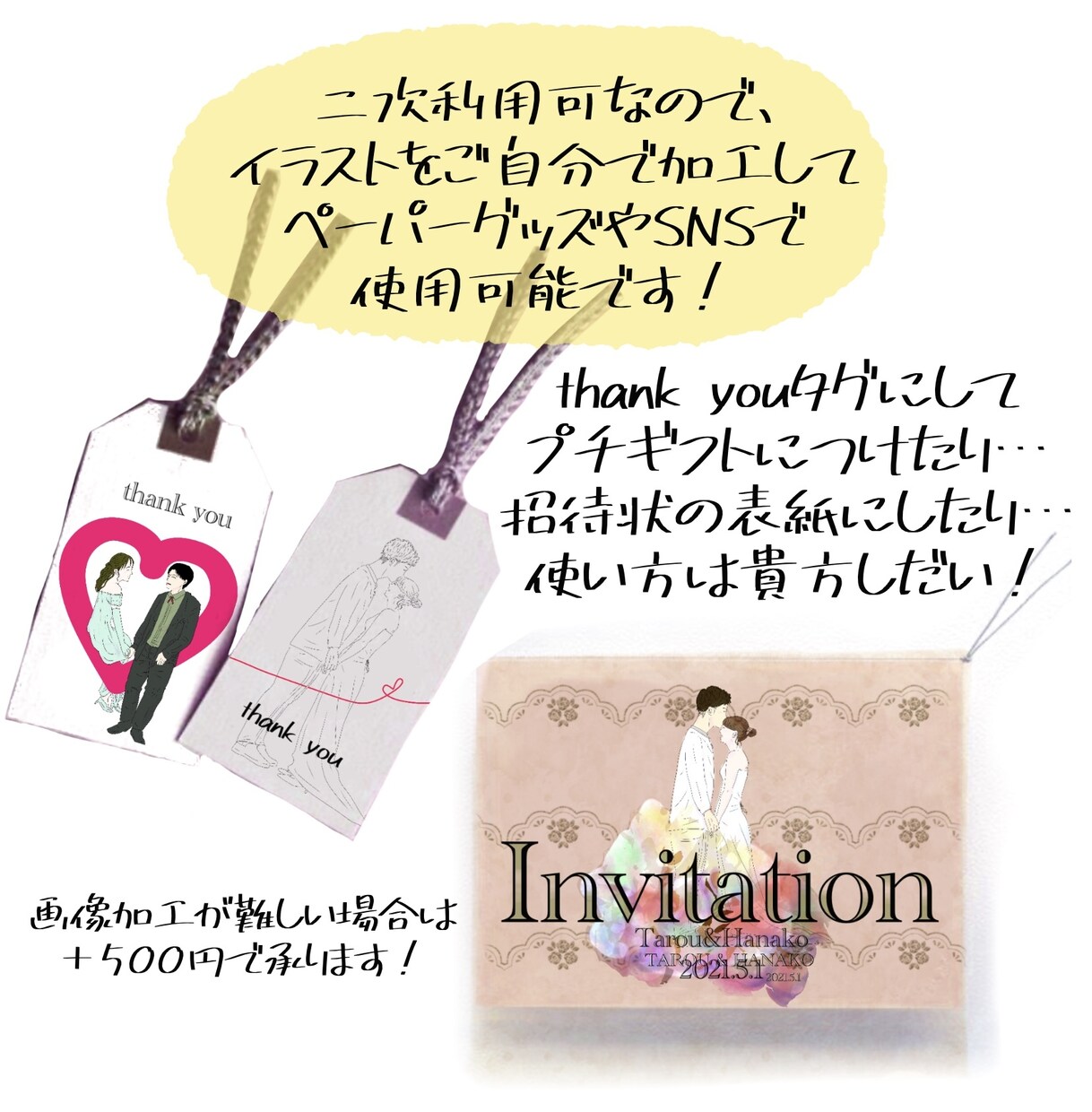 ウェルカムボードの似顔絵イラストを作成します ペーパーアイテム用にもぜひお使いください。 イメージ8