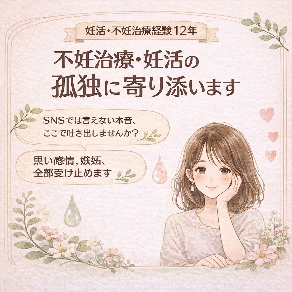 不妊治療・妊活の孤独に寄り添います 人には言えない黒い感情や嫉妬も、丸ごと否定せず受け止めます イメージ1