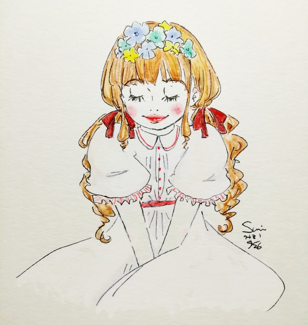 女の子、フードイラスト描きます アナログで水彩イラスト！カッコカワイイ女の子と食べ物！ イメージ1