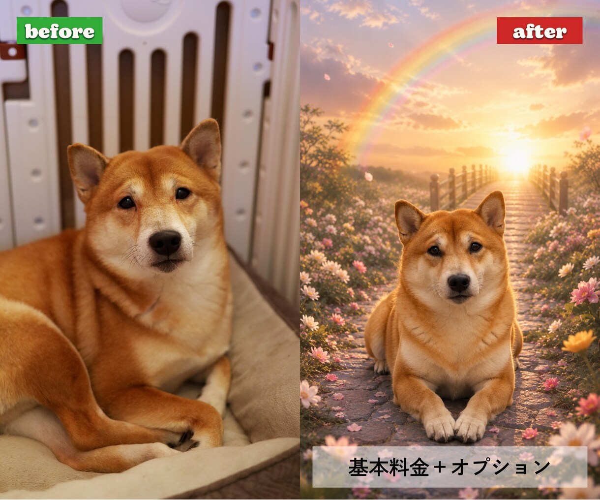 愛犬、愛猫のお写真を心温まるアート作品にします 写真1枚からうちの子を記念日、メモリアル、コスプレ風に イメージ3
