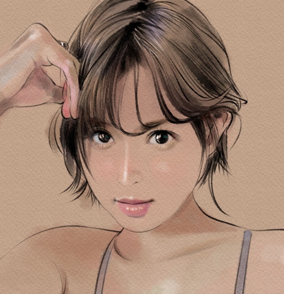 キャンバスのような質感のある似顔絵を描きます シックで温かみのある落ち着いたイラストをどうぞ。 イメージ1