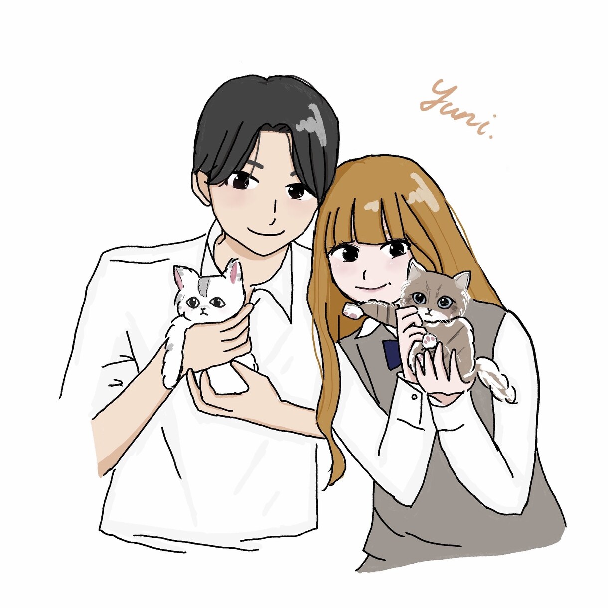 手描きでおしゃれ可愛い似顔絵イラストを描きます 【カップル／家族／結婚式】先着 5名様モニター価格中！ イメージ3