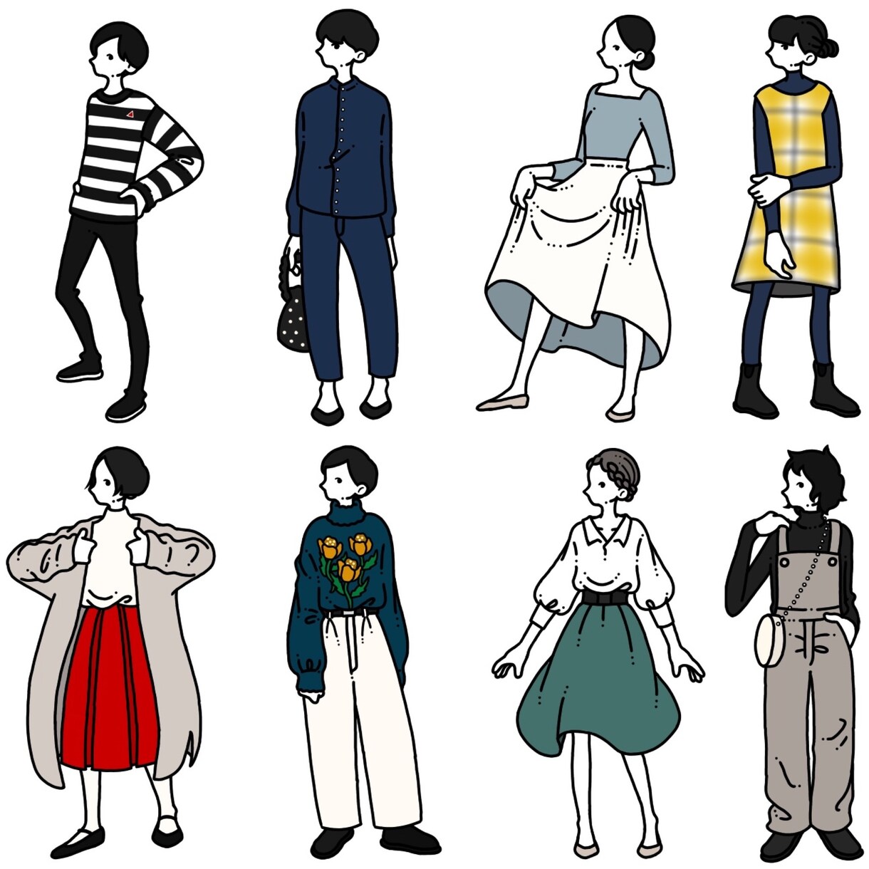 全身横顔専門！シンプル人物イラスト描きます オリジナリティあふれるアイコンはいかがですか？ イメージ7