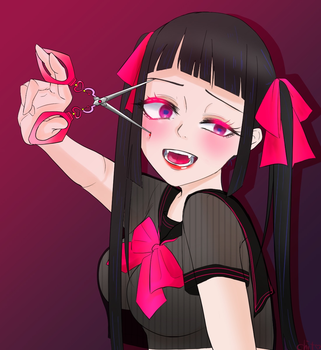 SNSのアイコン/ヘッダー等お描きします 黒とピンクを使ったちょっとダークな雰囲気が得意です。 イメージ1