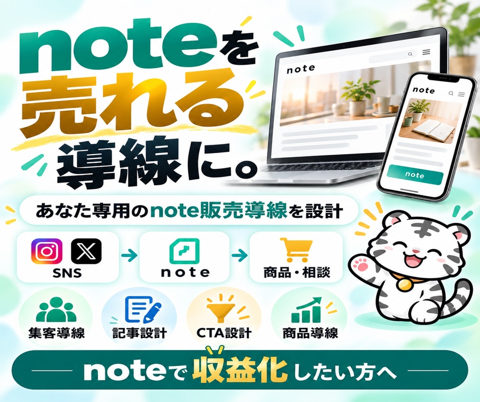 商品につながるnote販売導線を丸ごと作成します SNS→note→商品までの販売導線を一式設計 イメージ1