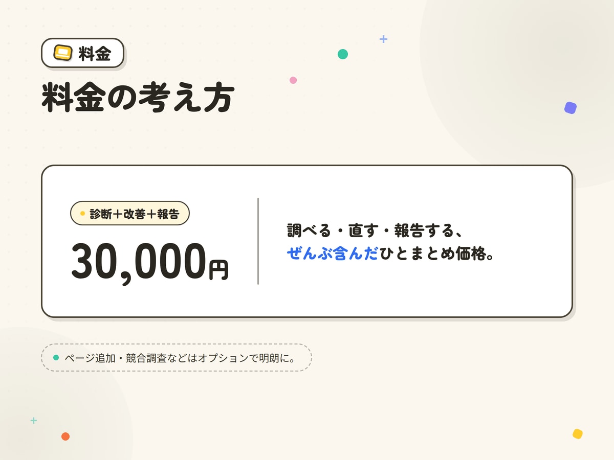 SEOの現状診断から内部改善まで対応します なんとなく不安なSEOを、根拠のある改善に変えます イメージ4