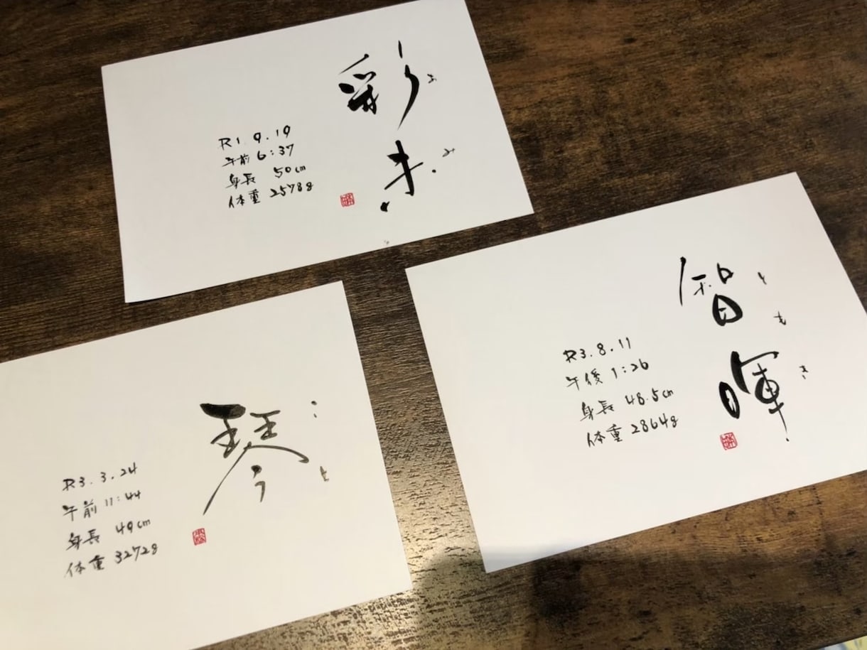 お家に飾りやすい命名書を作ります インテリアに馴染みやすいポストカードサイズのデザイン命名書 イメージ2