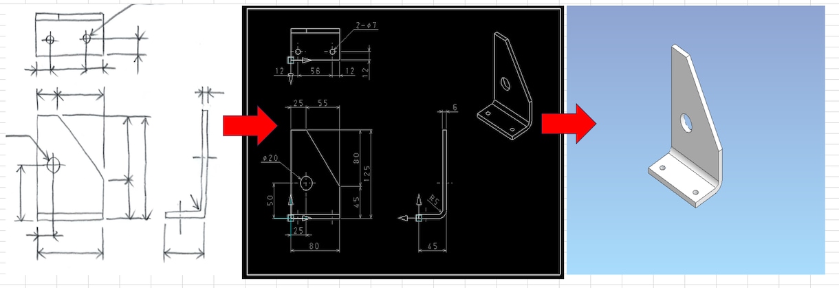 i-cadで手書きやPDFを元にCAD化します 機械設計,製図 手書きをCAD化代行 ３Dモデル アイキャド
