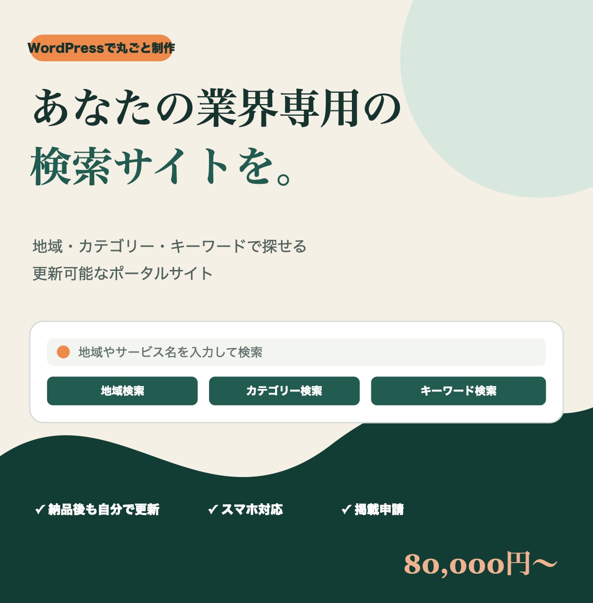 業界・地域特化ポータルサイトを制作します 検索・掲載申請・更新機能までまとめて構築 イメージ1