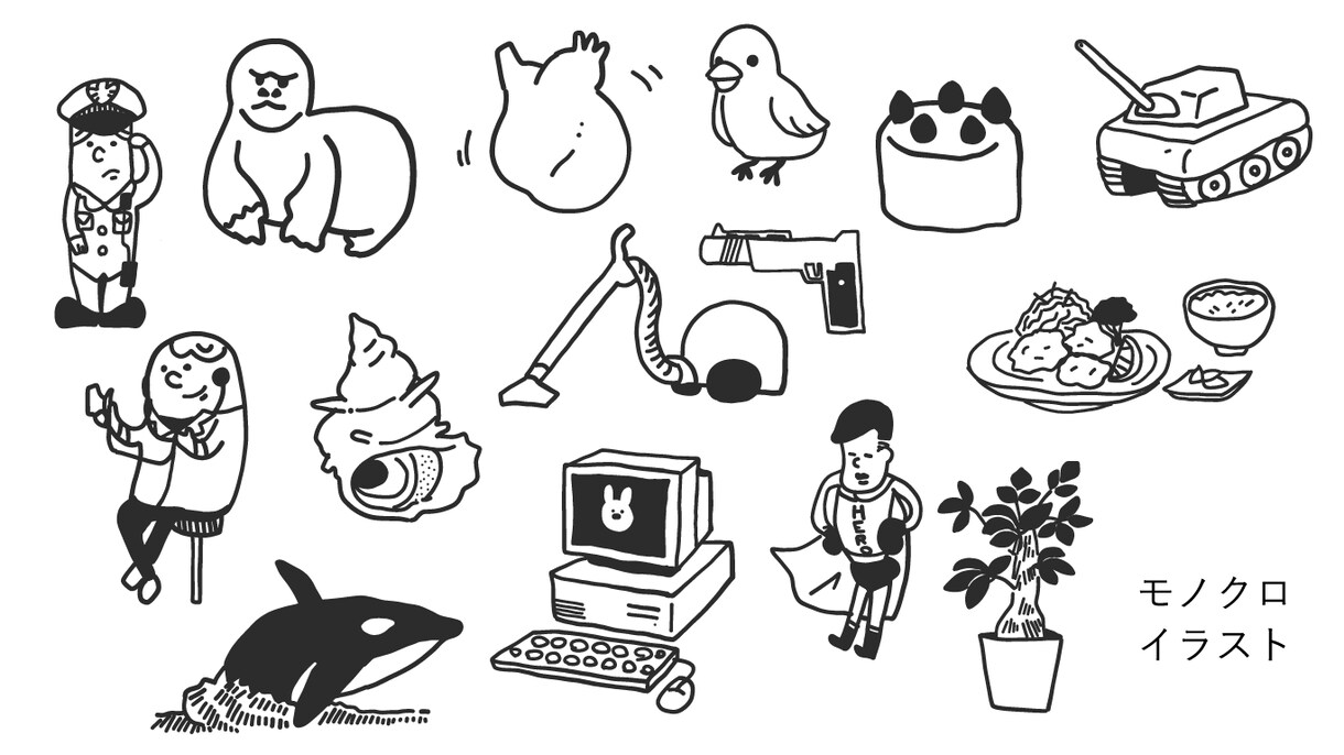 シンプルなモノクロの線だけイラストを描きます プロフィールやワンポイント部分、アイコンに使えます！ イメージ2