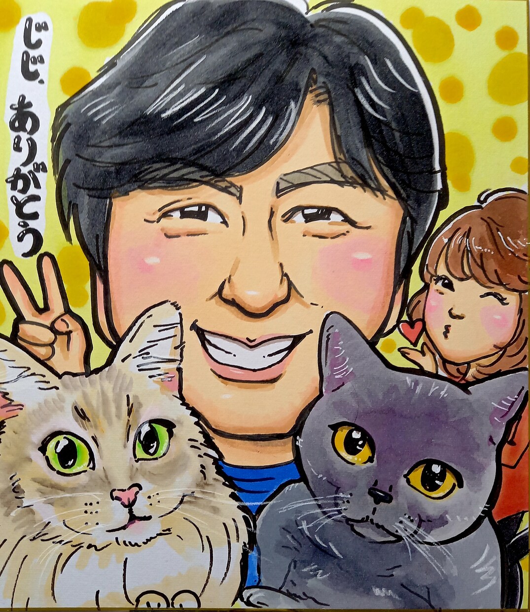 喜ばれる！ペット一緒の似顔絵描きます わんちゃんねこちゃんはもちろん、うさぎやハムスターやへびも！ イメージ3