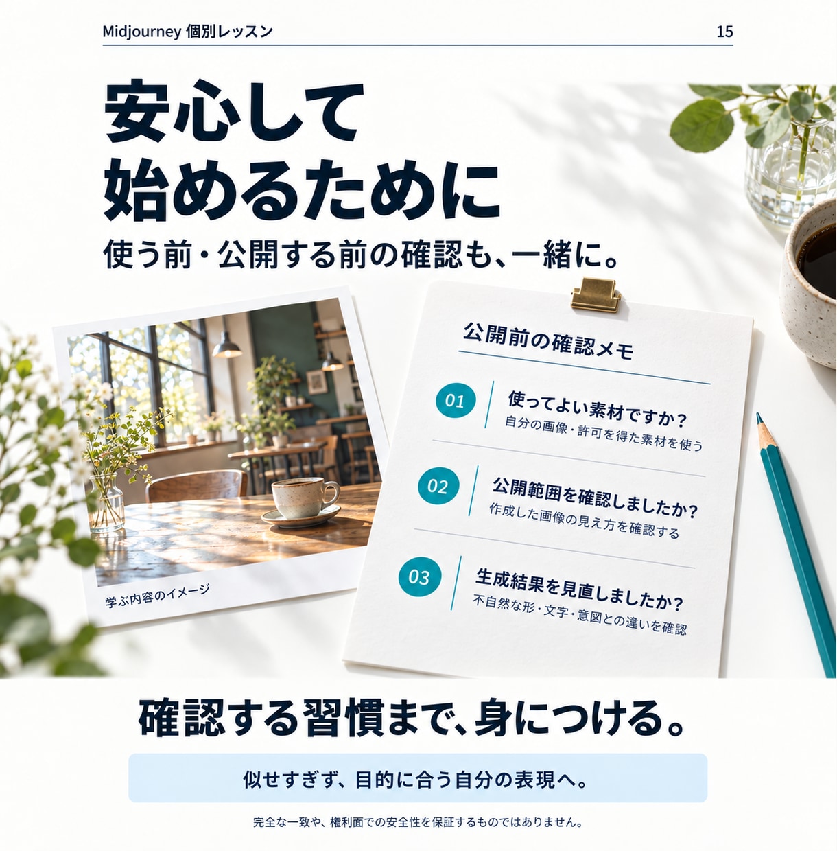 Midjourneyを60分で個別に教えます 作る・直す・保存する｜指示文と復習メモ付き イメージ15