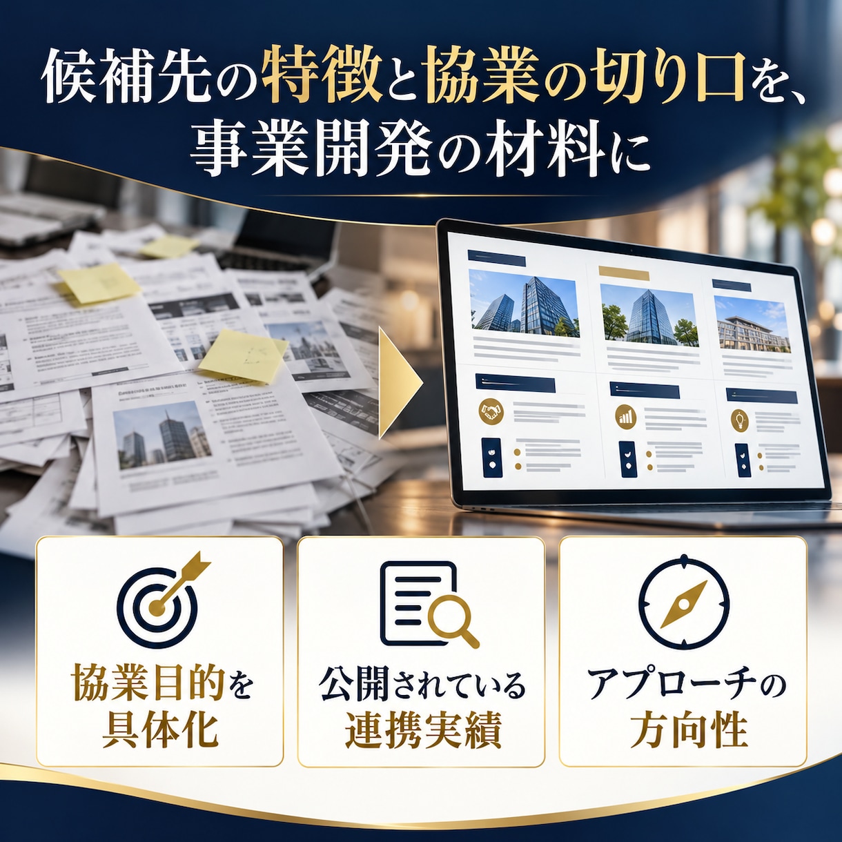 提携先や協業候補企業を調査します 候補先の特徴と協業の切り口を、事業開発の材料に イメージ5