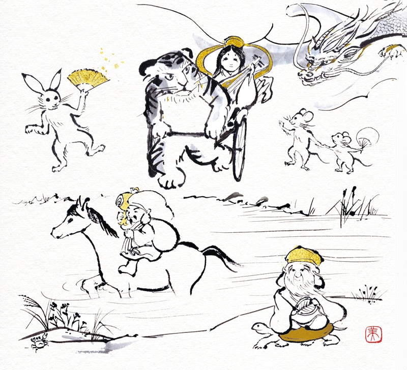 墨絵、岩絵具を用いた和風モダン イラスト描きます 今の日本らしさをお探しのデザイナーさん、クライアント様へ イメージ8