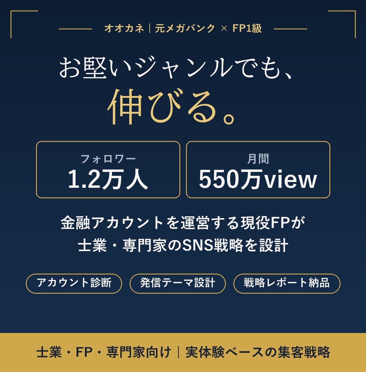 金融1.2万人FPが専門家のSNS戦略を設計します お堅い金融ジャンルで1.2万人を集めた実体験を共有します イメージ1