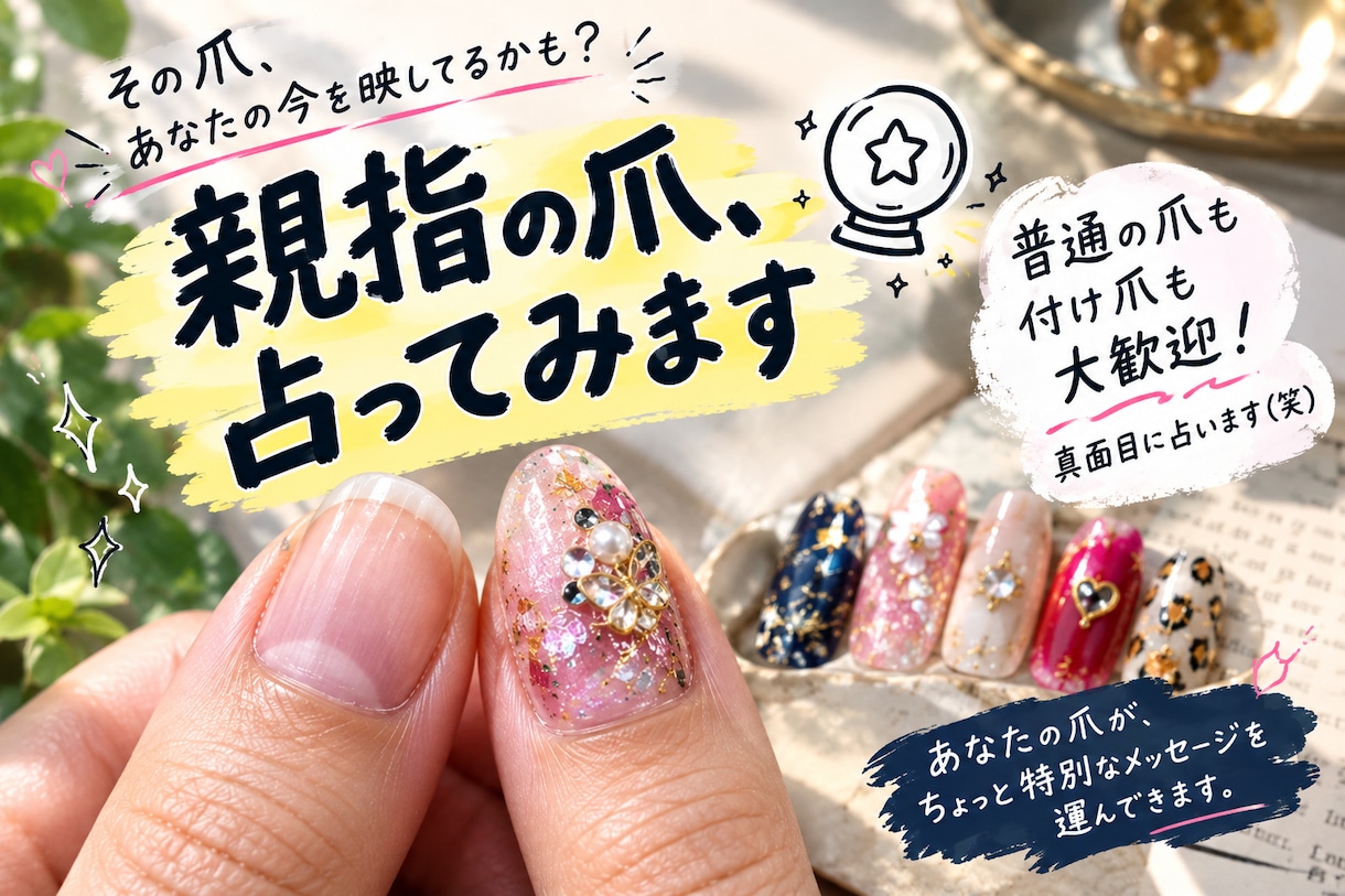 親指の爪、占ってみます 普通の爪も付け爪も大歓迎！真面目に占います（笑） イメージ1