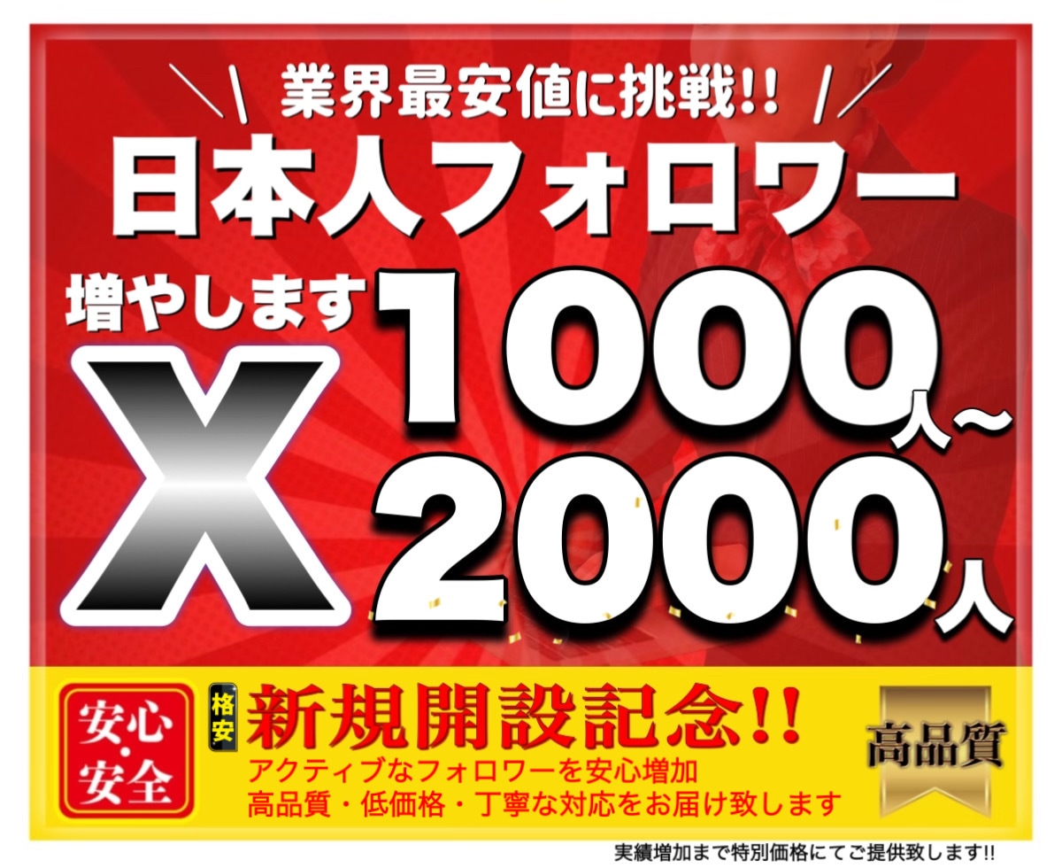 X 日本人フォロワー1000人以上増やします X（Twitter）日本人のアクティブフォロワーを増加します イメージ1