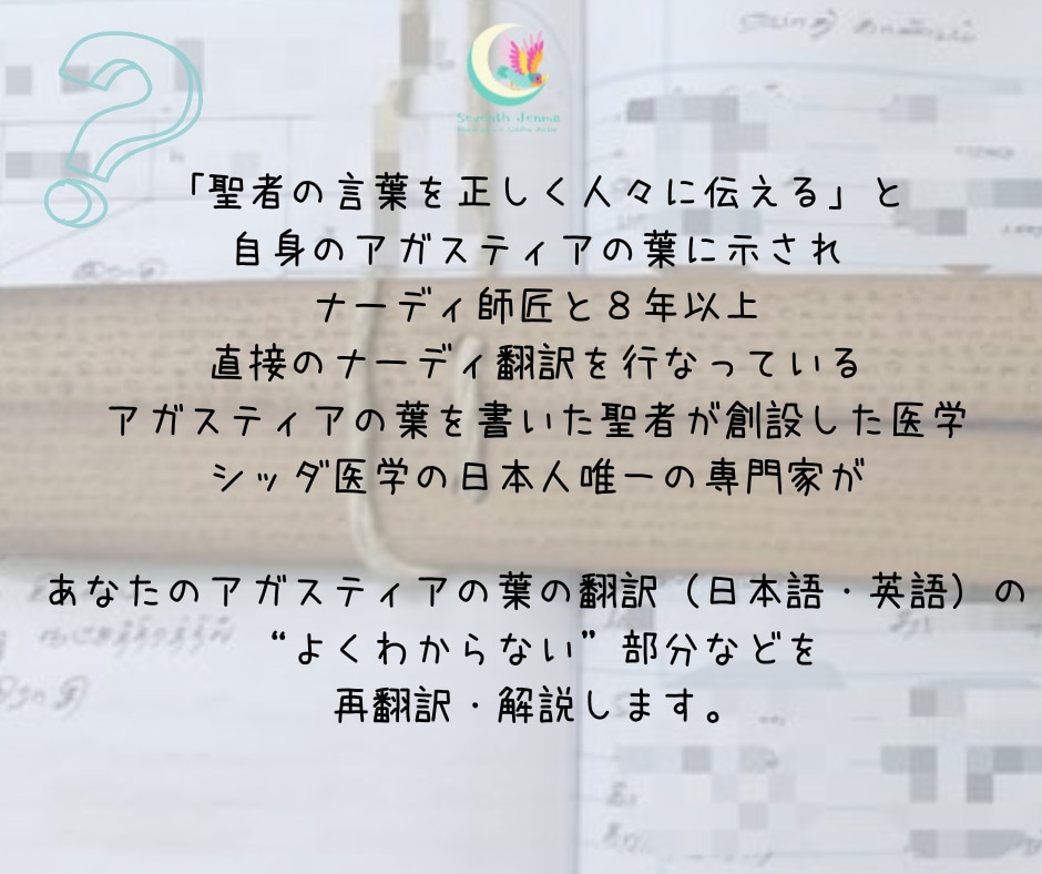 あなたのアガスティアの葉を翻訳・解説します ナーディ翻訳歴９年のシッダ医学専門家が伝え直す聖者の本心 イメージ2