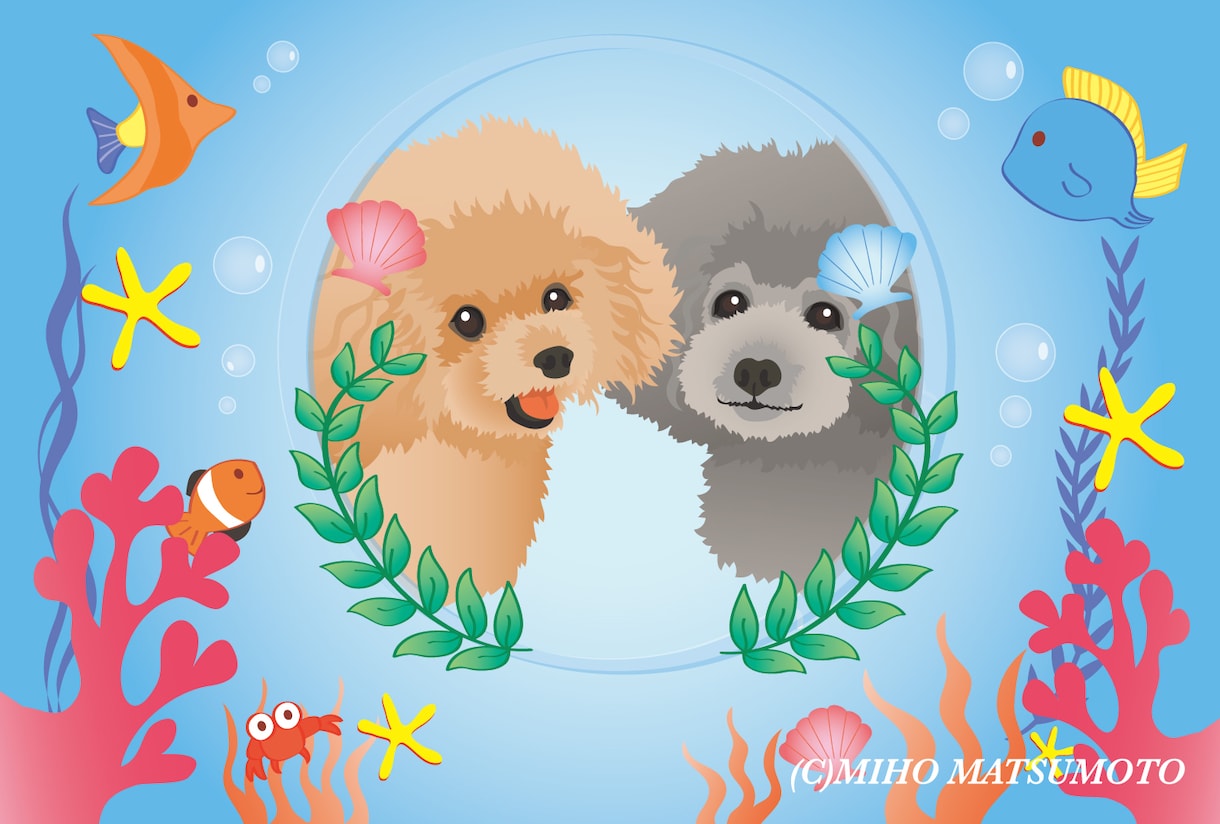 おしゃれで可愛いペット似顔絵を描きます SNSアイコンやグッズに。おしゃれな背景を制作します イメージ5