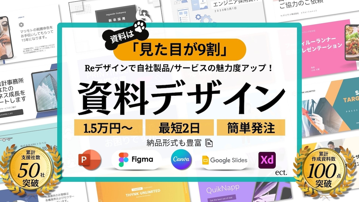 モダンにReデザイン！「売上上がった」資料作ります 短納期48時間以内～！最速デザインならお任せください。 イメージ1