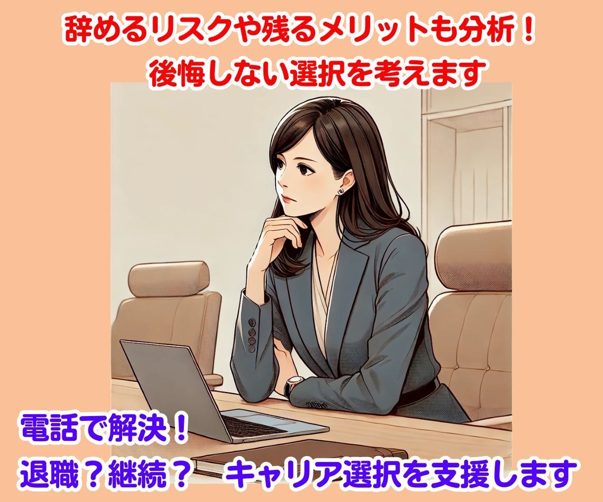 退職 転職 それとも続ける? 進路選択を支援します 辞めるリスクや残るメリットも分析 後悔しない選択を考えます イメージ1